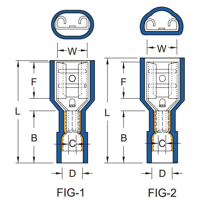 Bản vẽ kỹ thuật Đầu Cosse Ghim Cái Double Crimp Cách Điện Toàn Phần Có Co Nhiệt Màu Đỏ KST 1 mm2 FDFNYD1-250