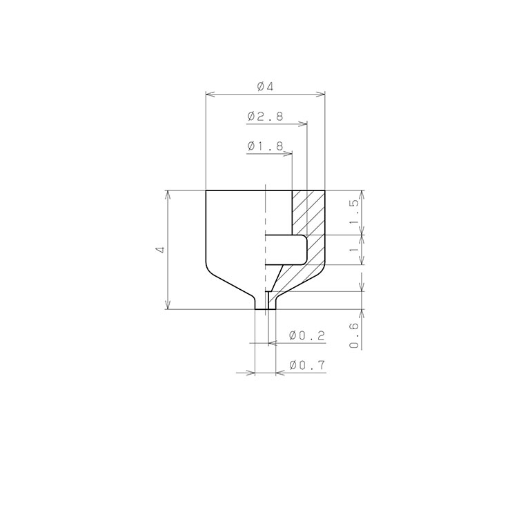Bản vẽ kỹ thuật Đầu Nấm Hút Chân Không, Cao Su Fluoro, O.D 0.7 mm, Pisco VP0.7RMF