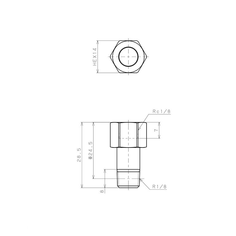 Bản vẽ kỹ thuật Đầu Nối Ren Đực Cái Pisco PF01-01-C