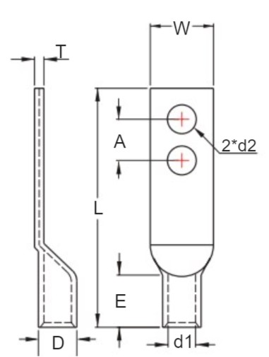 Bản vẽ kỹ thuật Đầu Cosse Đồng Trần 300 mm2 KST TLK300-10-2A