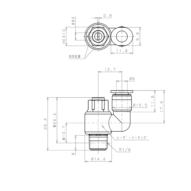 Bản vẽ kỹ thuật Van Tiết Lưu Khí Nén Đầu Vít Dẹp Pisco JSDS6-01AW