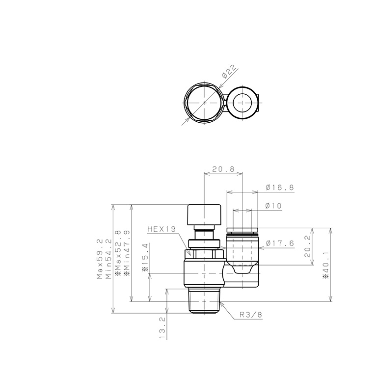 Bản vẽ kỹ thuật Van Điều Chỉnh Áp Suất Khí Nén Pisco JPS10-03