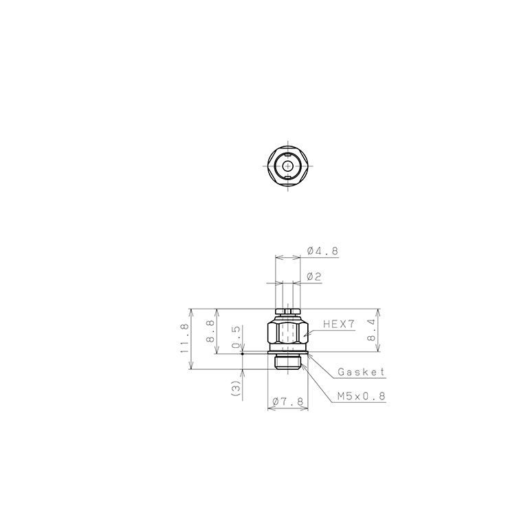 Bản vẽ kỹ thuật Đầu Nối Nhanh Khí Nén Dạng Thẳng Thân Lục Giác Ren Ngoài Pisco PC2-M5M
