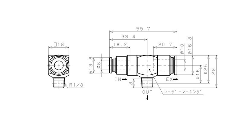 Bản vẽ kỹ thuật Van Xả Nhanh Khí Nén Pisco EQ02-C08P01C10