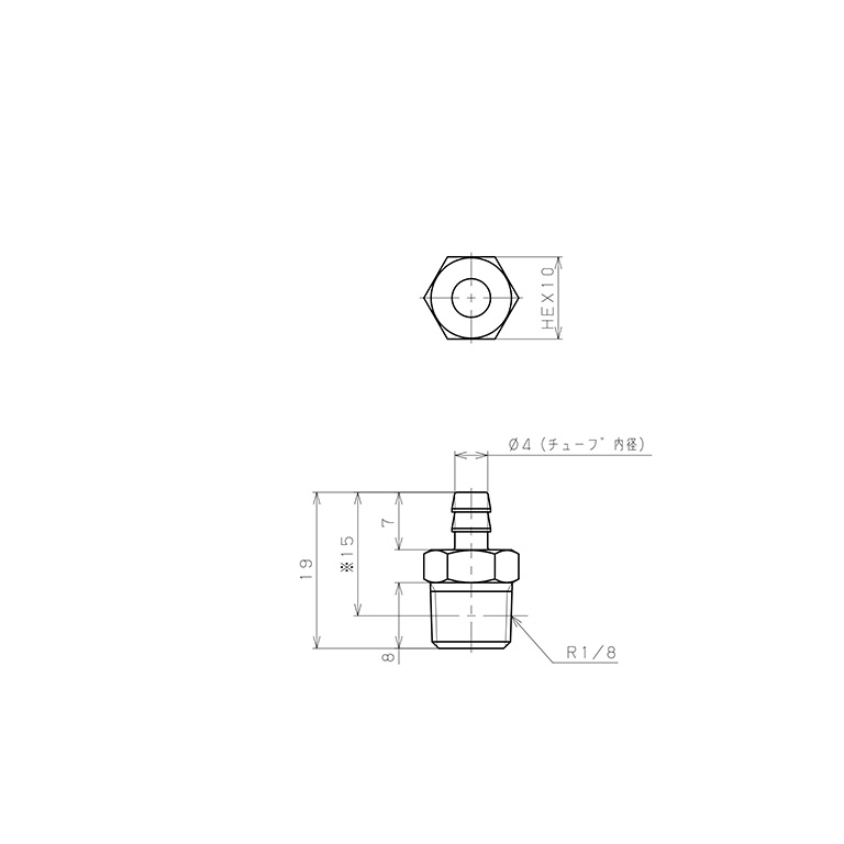 Bản vẽ kỹ thuật Đầu Ngạnh Nối Ống Dạng Thẳng Thân Lục Giác Ren Ngoài Pisco LC-0640-01