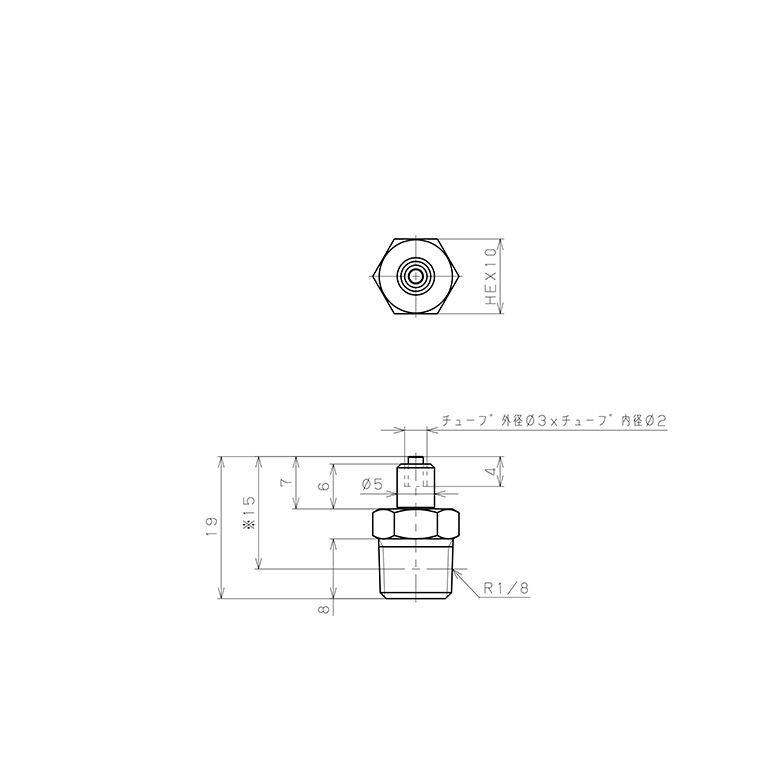 Bản vẽ kỹ thuật Đầu Ngạnh Nối Ống Có Đai Ốc Xiết Dạng Thẳng Thân Lục Giác Ren Ngoài Pisco LCN-0320-01