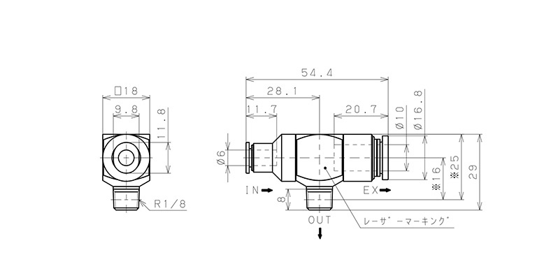 Bản vẽ kỹ thuật Van Xả Nhanh Khí Nén Pisco EQ02-C06P01C10