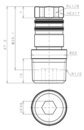 Bản vẽ kỹ thuật Bộ Đầu Ngạnh Nối Ống Dẫn Điều Khiển Nhiệt Độ Khuôn Đúc Dạng Thẳng Ren Trong Pisco AKC10-01F04