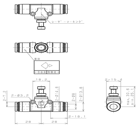Bản vẽ kỹ thuật Van Tiết Lưu Khí Nén Thẳng OD 8mm Pisco JSMU8