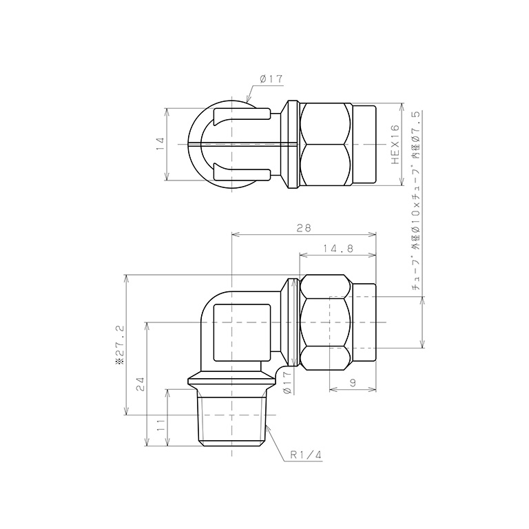 Bản vẽ kỹ thuật Đầu Ngạnh Nối Ống Có Đai Ốc Xiết Dạng Cong 90° Ren Ngoài Pisco NKL1075-02