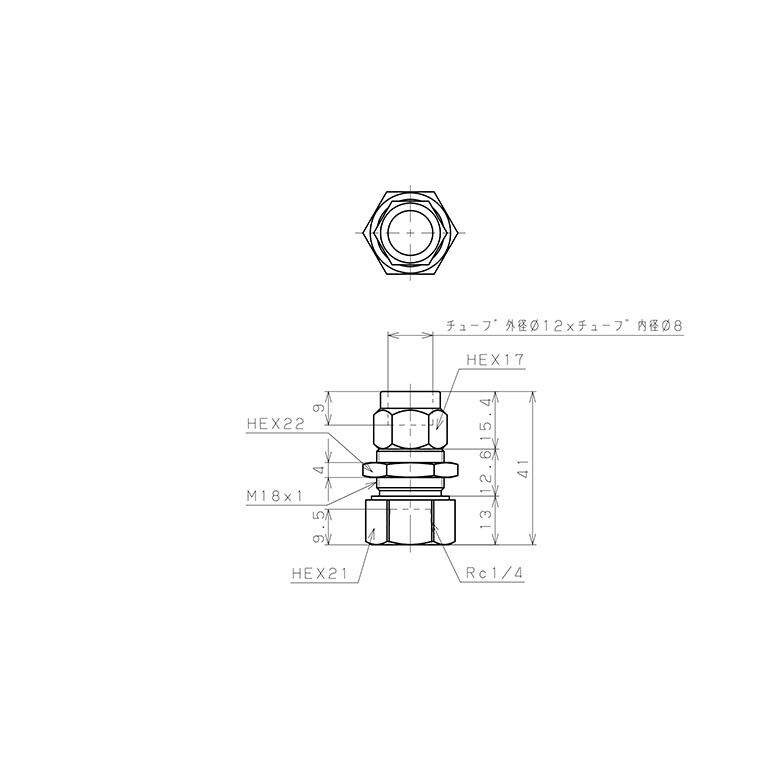 Bản vẽ kỹ thuật Đầu Ngạnh Nối Ống Có Đai Ốc Xiết Dạng Lắp Vách Ren Trong Pisco NKMF1280-02