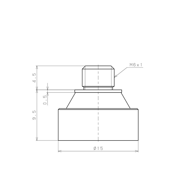 Bản vẽ kỹ thuật Bộ Nấm Hút Chân Không Có Vít Ren, Silicone, O.D 15 mm, Pisco VP15SS-M6