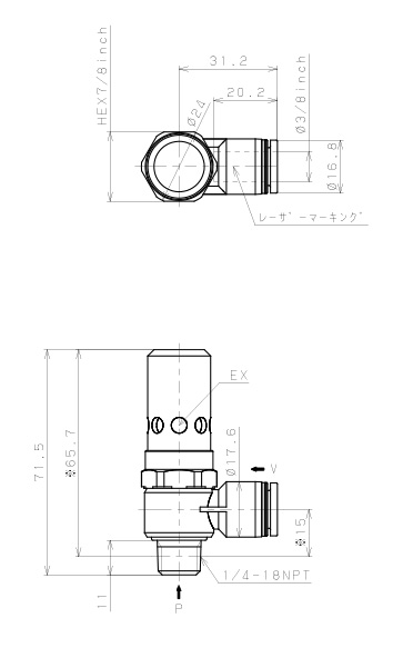 Bản vẽ kỹ thuật Bộ Tạo Chân Không Dòng VH - VS Pisco VHE15-3/8N2U