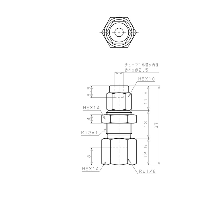 Bản vẽ kỹ thuật Đầu Ngạnh Nối Ống Có Đai Ốc Xiết Dạng Lắp Vách Ren Trong Pisco NSMF0425-01