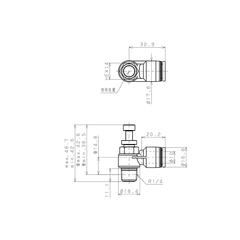 Bản vẽ kỹ thuật Van Tiết Lưu Khí Nén Lưu Lượng Thấp Pisco JSC10-02AL