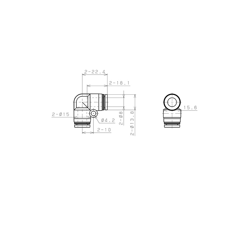 Bản vẽ kỹ thuật Đầu Nối Nhanh Khí Nén Cong 90° Pisco PPV8-UC