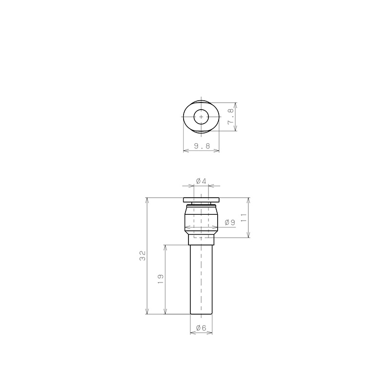 Bản vẽ kỹ thuật Đầu Nối Nhanh Khí Nén Giữa Ống Khí Và Fitting Dạng Nối Giảm Pisco PGJ6-4MW