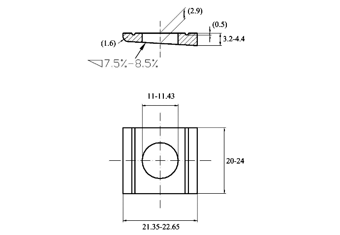 Bản vẽ kỹ thuật Lông Đền Vuông Thép Mạ Kẽm DIN434 M10