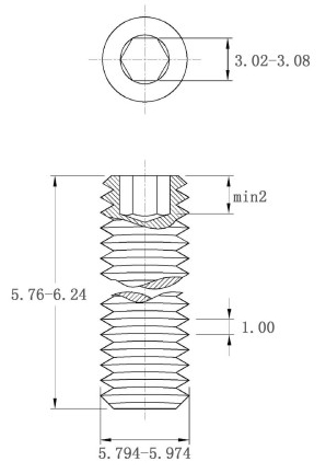 Bản vẽ kỹ thuật Vít Trí Đuôi Bằng Inox 304 DIN913 M6x6