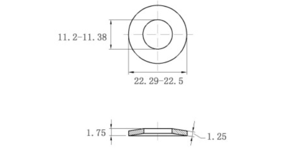 Bản vẽ kỹ thuật Lông Đền Lò Xo Đĩa Thép Đen DIN2093 M11 (11.2x22.5x1.2)