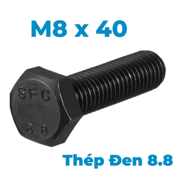 Bulong Thép Đen 8.8 DIN933 M8x40