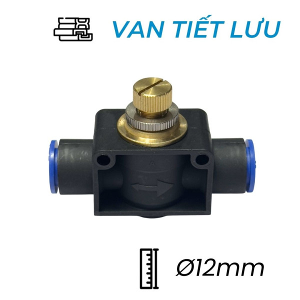 Van Tiết Lưu Khí Nén Thẳng Ø12mm CDC MSF 12 (Màu Đen)