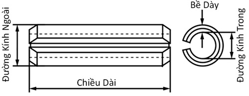Bản vẽ kỹ thuật Chốt Ống DIN1481 Thép 65Mn Đen D2x14mm (50Cái/Bịch)