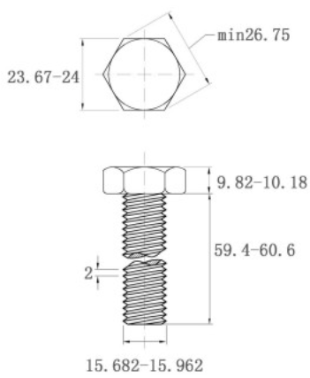 Bản vẽ kỹ thuật Bulong Inox 304 DIN933 M16x60