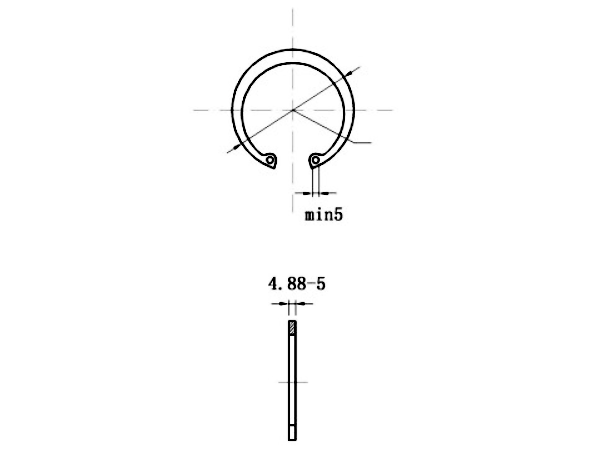 Bản vẽ kỹ thuật Phe Gài Lỗ Thép 65Mn DIN472 D275x5.0