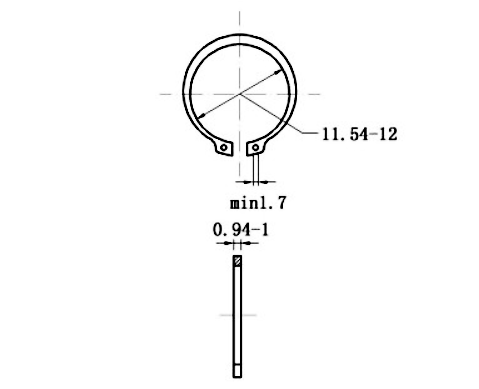 Bản vẽ kỹ thuật Phe Gài Trục Inox 420 DIN471 D13x1.0