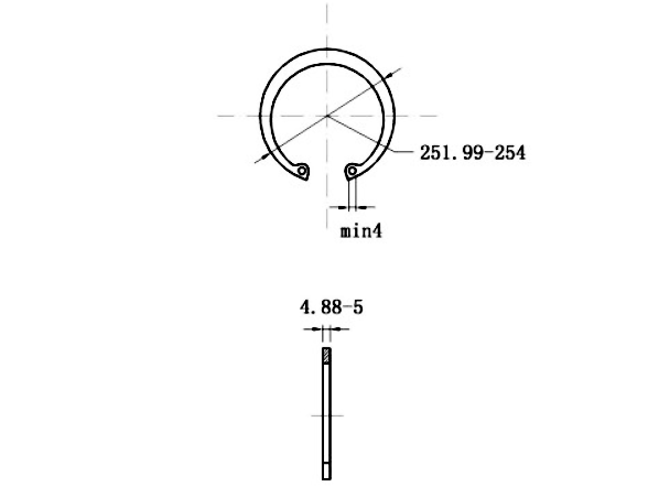 Bản vẽ kỹ thuật Phe Gài Lỗ Thép 65Mn DIN472 D240x5.0