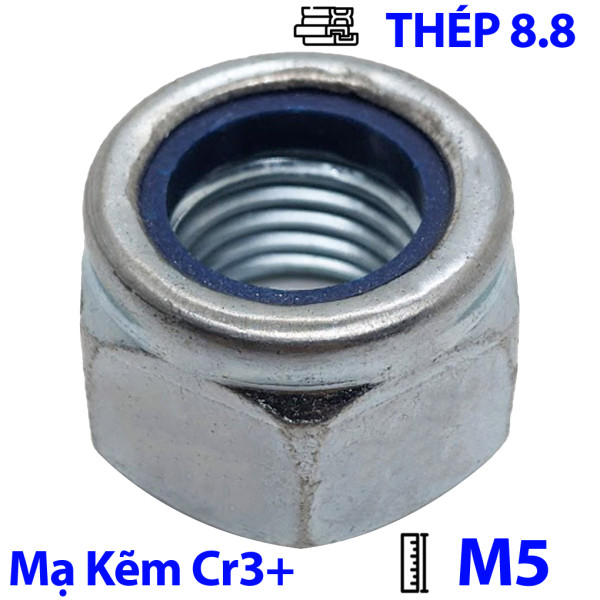 Tán Keo Thép Mạ Kẽm Trắng Cr3+ 8.8 DIN985 M5