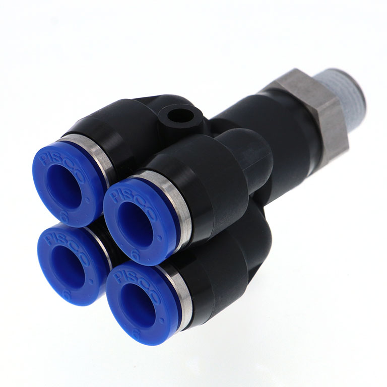 Đầu Nối Nhanh Khí Nén Dạng Chữ Y Bốn Nhánh Ren Ngoài Pisco SPRX4-02