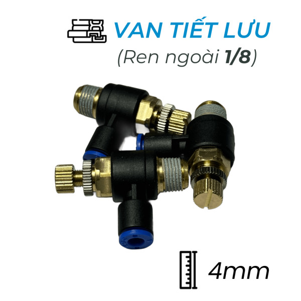 Van Tiết Lưu Khí Nén Ø4mm - Ren Ngoài 1/8" CDC MSC 0401 (Màu Đen)