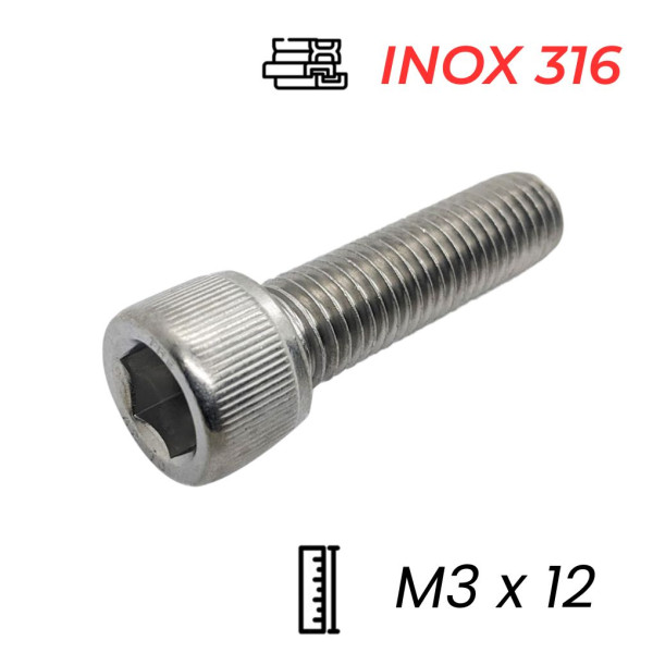 Lục Giác Chìm Đầu Trụ Inox 316 DIN912 M3x12