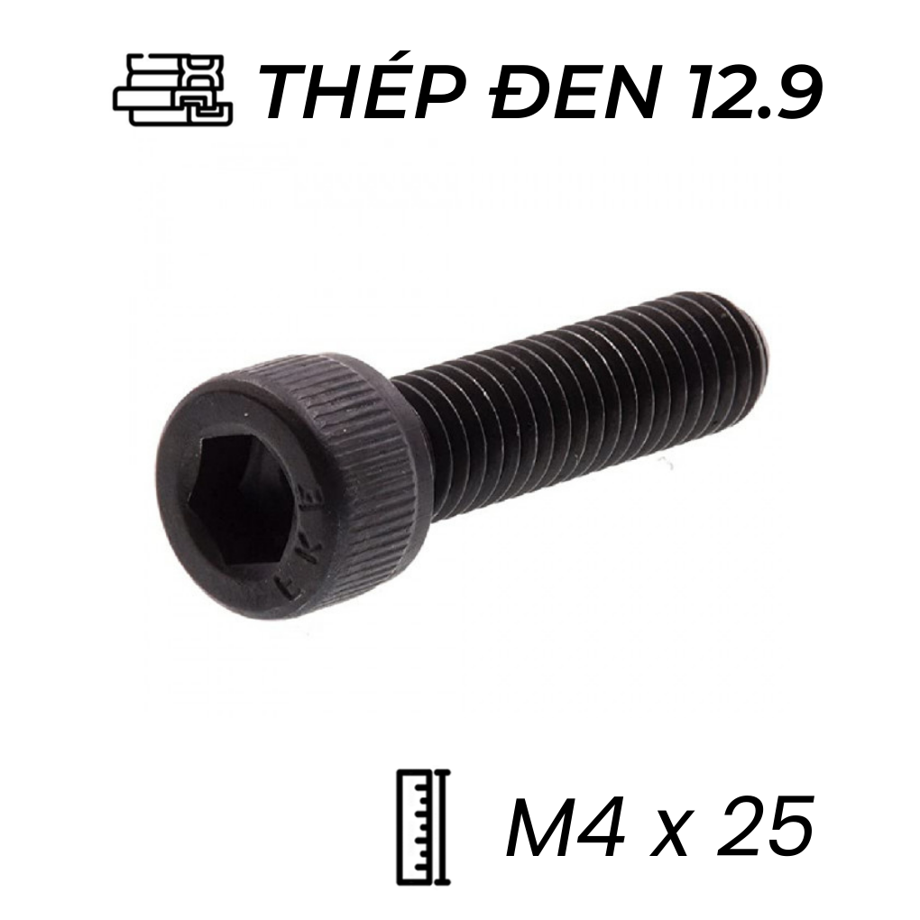 Lục Giác Chìm Đầu Trụ Thép Đen 12.9 DIN912 M4x25