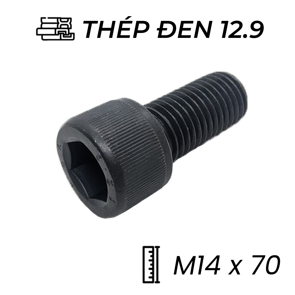 Lục Giác Chìm Đầu Trụ Thép Đen 12.9 DIN912 M14x70