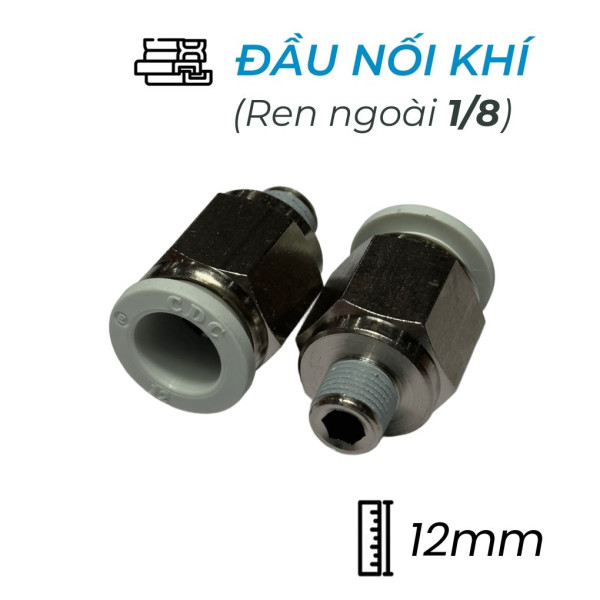 Đầu Nối Nhanh Khí Nén Ø12mm - Ren Ngoài 1/8" CDC MPC 1201N-W (Màu Trắng)