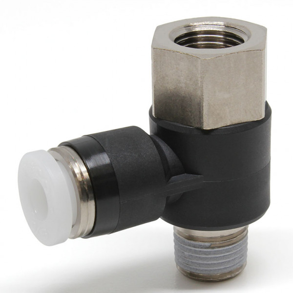 Đầu Nối Nhanh Khí Nén Cong 90° Đầu Lục Giác Trụ Ren Đực Cái Pisco PHF3/16-01