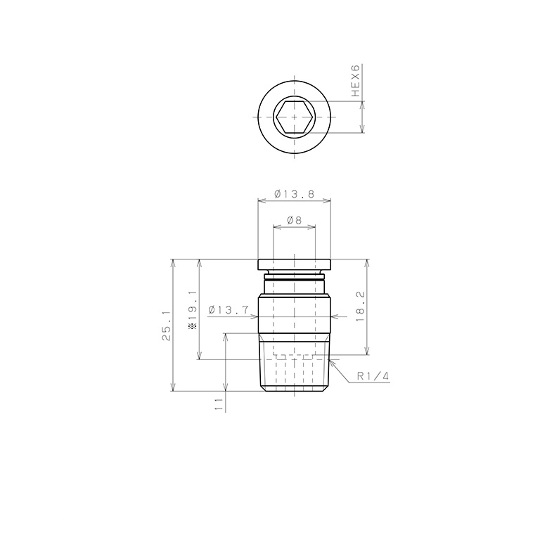 Bản vẽ kỹ thuật Đầu Nối Nhanh Khí Nén Dạng Thẳng Ren Ngoài Pisco POC8-02-UC