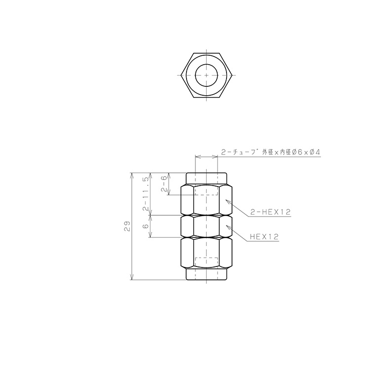 Bản vẽ kỹ thuật Đầu Ngạnh Nối Ống Có Đai Ốc Xiết Dạng Thẳng Thân Lục Giác Pisco NSU0640