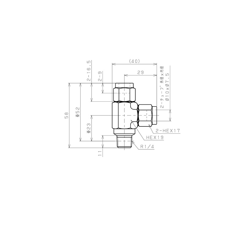 Bản vẽ kỹ thuật Đầu Ngạnh Nối Ống Có Đai Ốc Xiết Dạng Chữ T Ren Ngoài Pisco NSD1075-02-TP