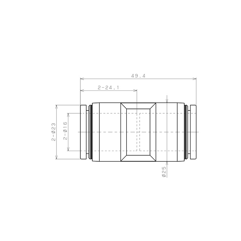 Bản vẽ kỹ thuật Đầu Nối Nhanh Khí Nén Dạng Thẳng Pisco PU16W-C