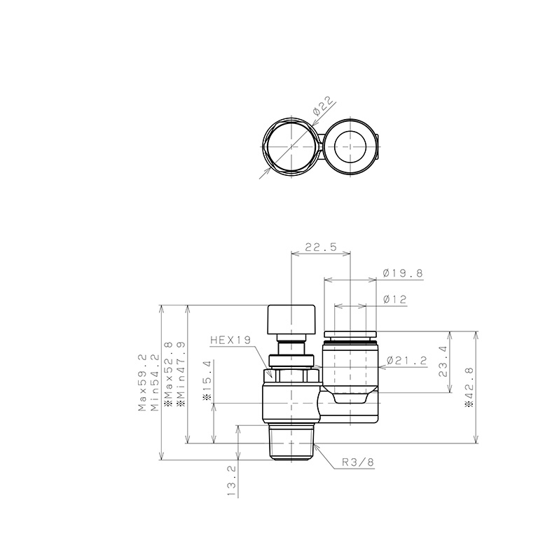 Bản vẽ kỹ thuật Van Điều Chỉnh Áp Suất Khí Nén Pisco JPS12-03