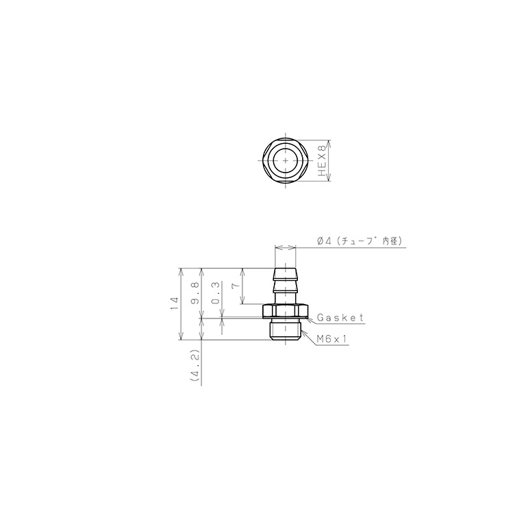 Bản vẽ kỹ thuật Đầu Ngạnh Nối Ống Dạng Thẳng Thân Lục Giác Ren Ngoài Pisco SLC-0640-M6-C