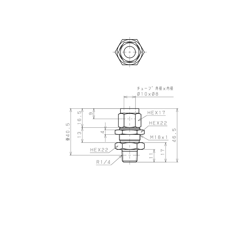 Bản vẽ kỹ thuật Đầu Ngạnh Nối Ống Có Đai Ốc Xiết Dạng Lắp Vách Ren Ngoài Pisco NSMC1080-02-TP