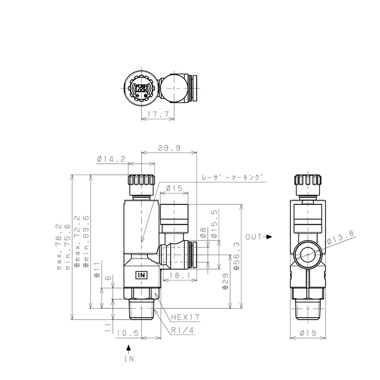Bản vẽ kỹ thuật Van Chỉnh Áp Suất Khí Nén Loại Khóa Đẩy Pisco RVCMP8-02