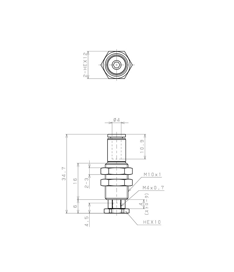 Bản vẽ kỹ thuật Bộ Nấm Hút Chân Không Và Giá Đỡ, Cao Su Nitrile (NBR), O.D 10 mm, Pisco VPMC10-4RN-4J