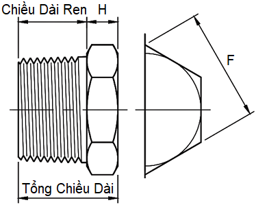Bản vẽ kỹ thuật Nút Bịt Đầu Lục Giác NPT A182-F304/304L DN50 (2)