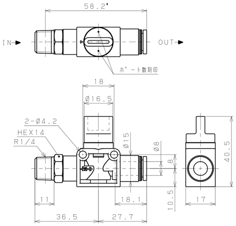 Bản vẽ kỹ thuật Van Tay Khí Nén Pisco HV02-8-2
